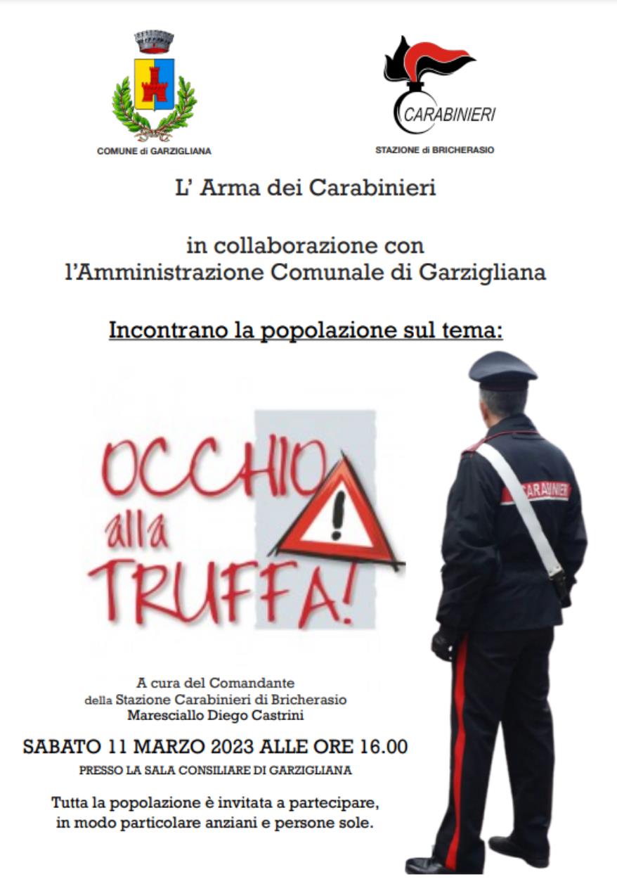 Garzigliana: Incontro "Occhio alle truffe"